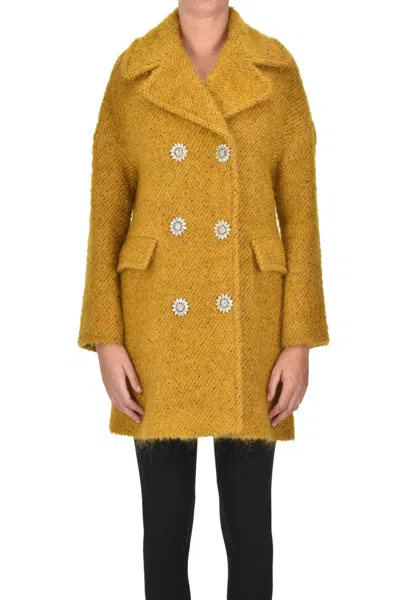 Red Valentino Jewel Buttons Coat In Yellow