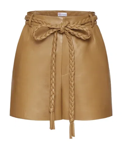 Red Valentino Knitted Detail Shorts In Brown