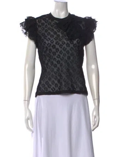 Pre-owned Red Valentino Lace Animal Print Top In Silver
