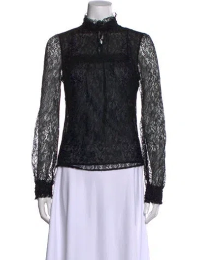 Pre-owned Red Valentino Lace Lace Pattern Blouse In Black