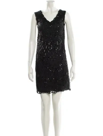 Pre-owned Red Valentino Lace Mini Dress In Black