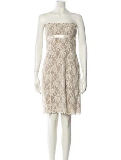 Pre-owned Red Valentino Lace Mini Dress In Neutral