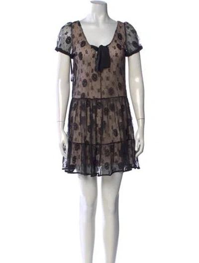 Pre-owned Red Valentino Lace Mini Dress In Neutrals