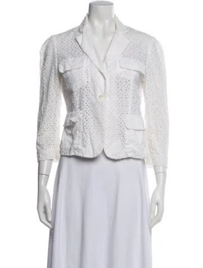 Pre-owned Red Valentino Lace Pattern Blazer In White