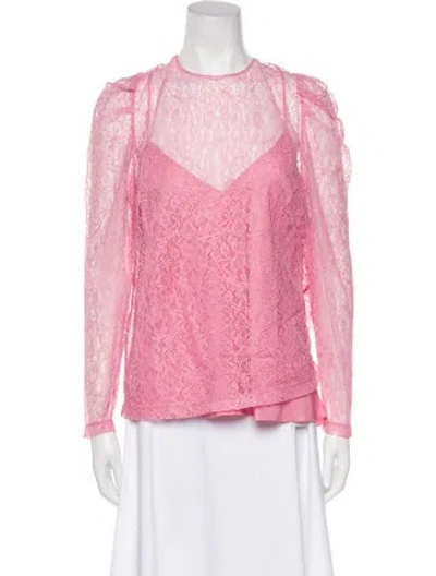 Pre-owned Red Valentino Lace Pattern Crew Neck Blouse In Pink