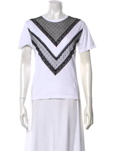 Pre-owned Red Valentino Lace Pattern Crew Neck T-shirt In White