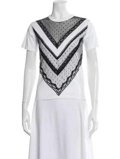 Pre-owned Red Valentino Lace Pattern Crew Neck T-shirt In White