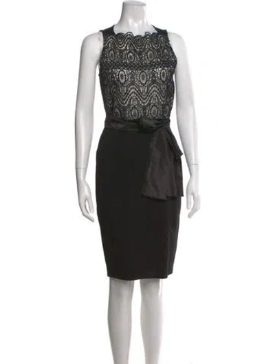 Pre-owned Red Valentino Lace Pattern Knee-length Dress In Black