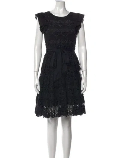 Pre-owned Red Valentino Lace Pattern Knee-length Dress In Black