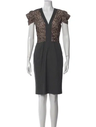 Pre-owned Red Valentino Lace Pattern Knee-length Dress In Gray