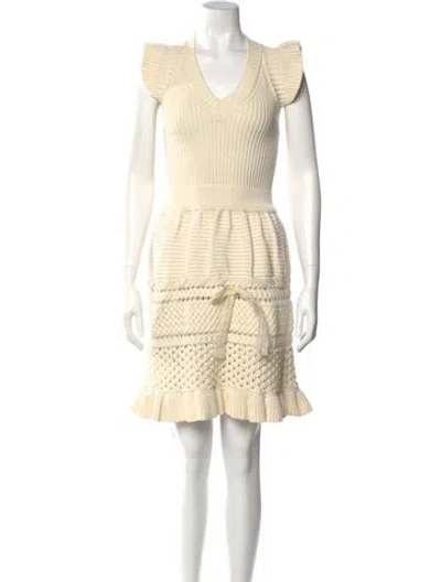 Pre-owned Red Valentino Lace Pattern Knee-length Dress In Neutral