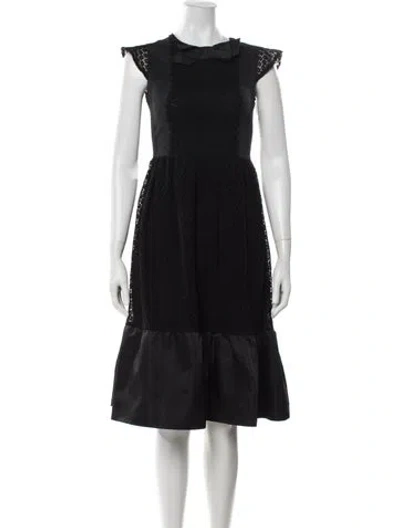 Pre-owned Red Valentino Lace Pattern Midi Length Dress In Black