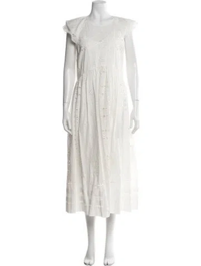 Pre-owned Red Valentino Lace Pattern Midi Length Dress In Grey