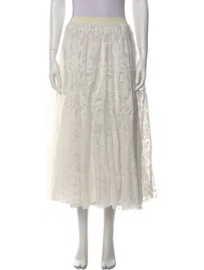 Pre-owned Red Valentino Lace Pattern Midi Length Skirt W/ Tags In White