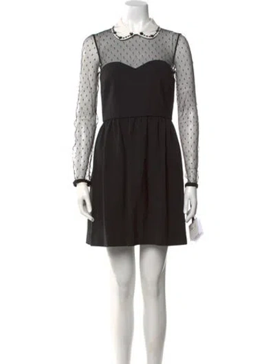 Pre-owned Red Valentino Lace Pattern Mini Dress In Black