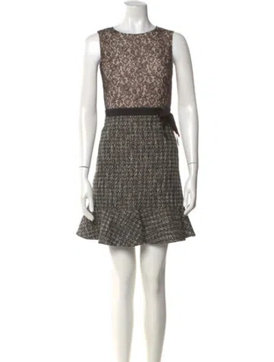 Pre-owned Red Valentino Lace Pattern Mini Dress In Black