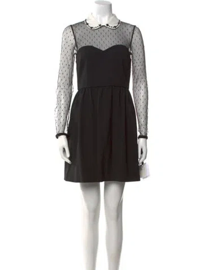 Pre-owned Red Valentino Lace Pattern Mini Dress In Black