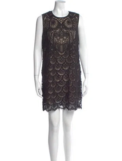 Pre-owned Red Valentino Lace Pattern Mini Dress In Black