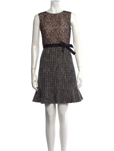 Pre-owned Red Valentino Lace Pattern Mini Dress In Black