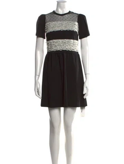 Pre-owned Red Valentino Lace Pattern Mini Dress In Black