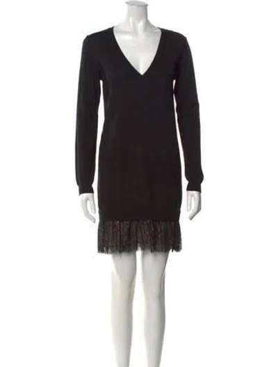 Pre-owned Red Valentino Lace Pattern Mini Dress In Black