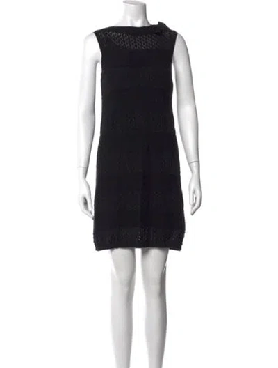 Pre-owned Red Valentino Lace Pattern Mini Dress In Black