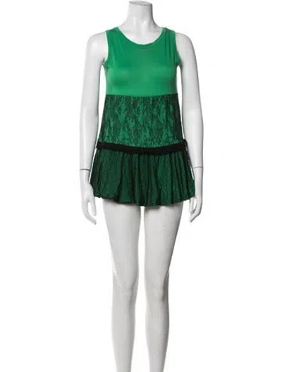 Pre-owned Red Valentino Lace Pattern Mini Dress In Black