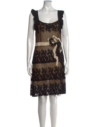 Pre-owned Red Valentino Lace Pattern Mini Dress In Black