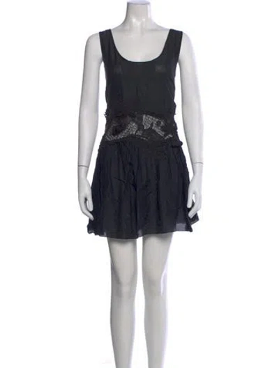 Pre-owned Red Valentino Lace Pattern Mini Dress In Blue