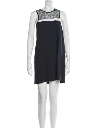 Pre-owned Red Valentino Lace Pattern Mini Dress In Blue