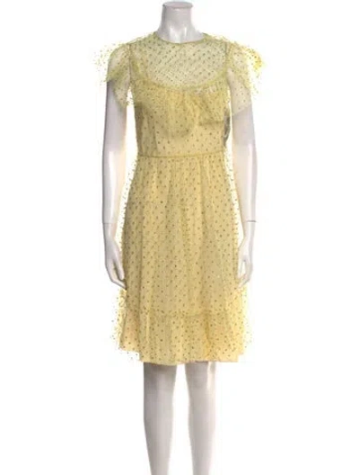 Pre-owned Red Valentino Lace Pattern Mini Dress W/ Tags In Yellow