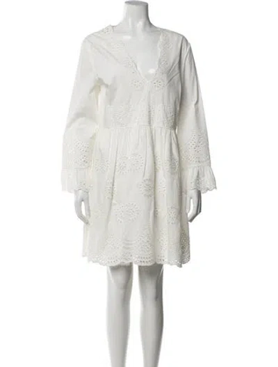 Pre-owned Red Valentino Lace Pattern Mini Dress In White