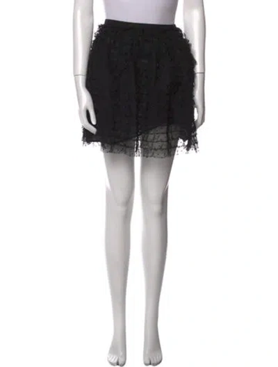 Pre-owned Red Valentino Lace Pattern Mini Skirt In Black