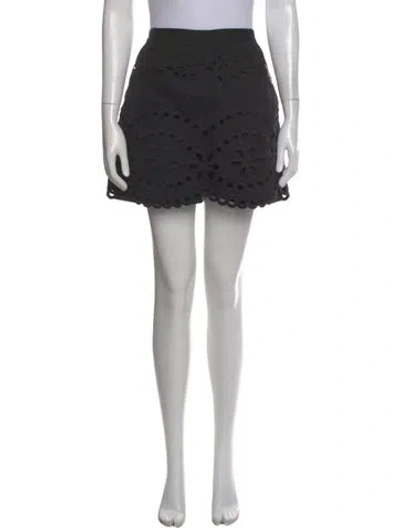 Pre-owned Red Valentino Lace Pattern Mini Skirt In Black