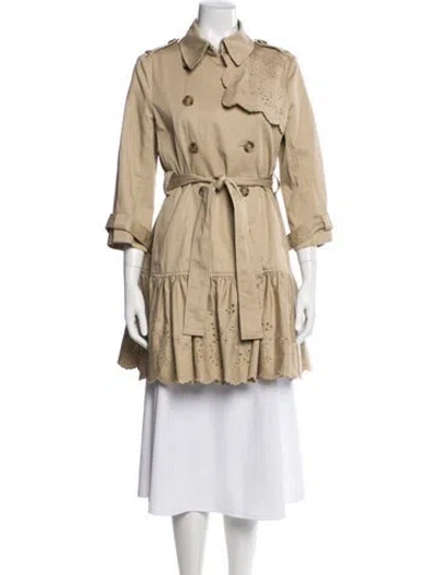 Pre-owned Red Valentino Lace Pattern Trench Coat In Neutral