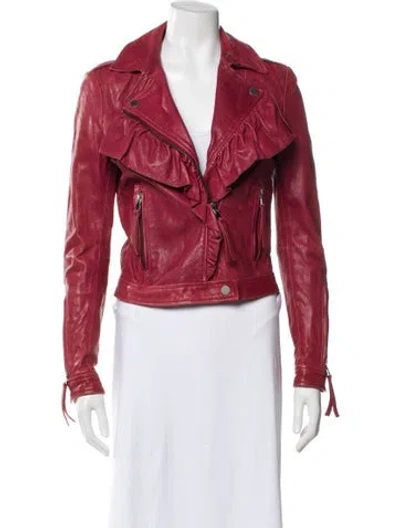 Pre-owned Red Valentino Lamb Leather Biker Jacket In Pink