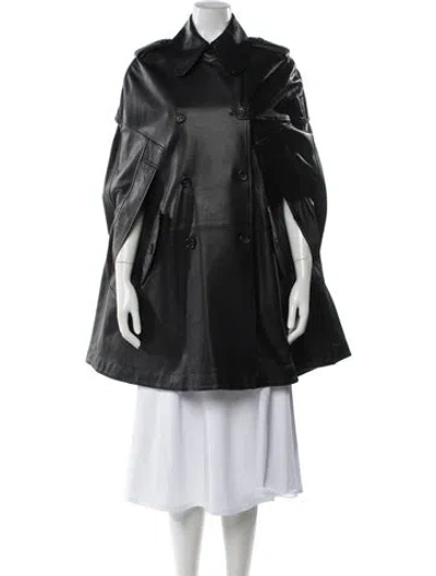 Pre-owned Red Valentino Lamb Leather Coat W/ Tags In Gray