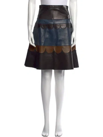 Pre-owned Red Valentino Lamb Leather Knee-length Skirt In Black