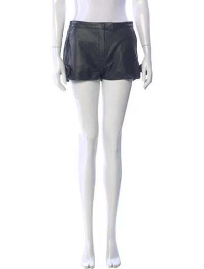 Pre-owned Red Valentino Lamb Leather Mini Shorts In Black