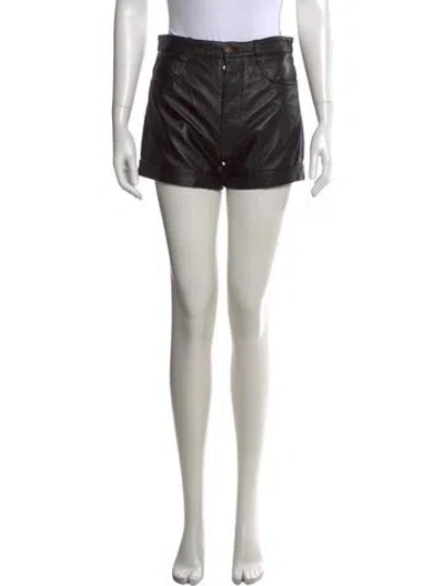 Pre-owned Red Valentino Lamb Leather Mini Shorts In Black