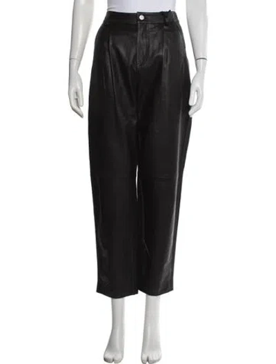 Pre-owned Red Valentino Lamb Leather Wide Leg Pants In Black
