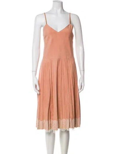 Pre-owned Red Valentino Lambskin Midi Length Dress In Neutral