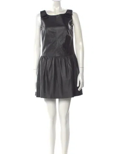 Pre-owned Red Valentino Lambskin Mini Dress In Black