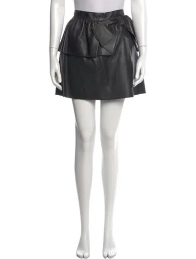 Pre-owned Red Valentino Lambskin Mini Skirt In Black