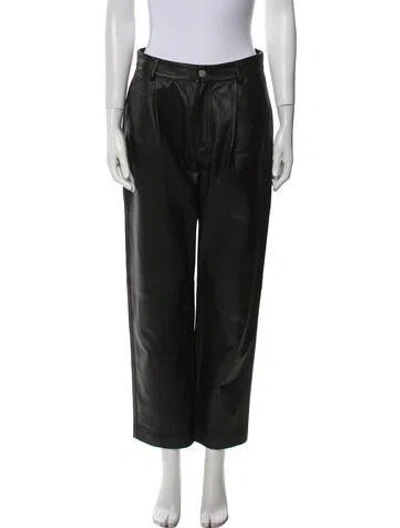 Pre-owned Red Valentino Lambskin Straight Leg Pants In Black