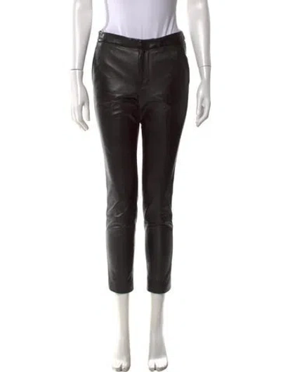 Pre-owned Red Valentino Lambskin Straight Leg Pants In Black