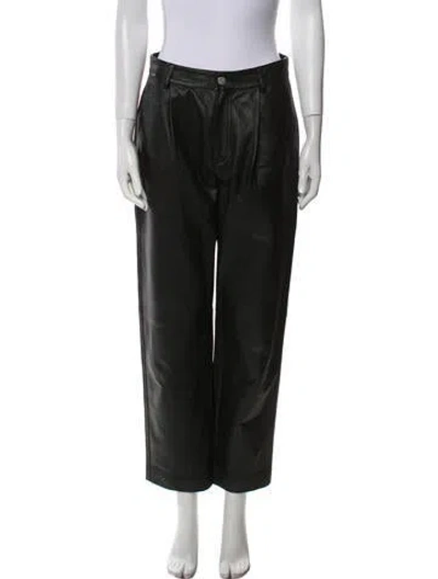 Pre-owned Red Valentino Lambskin Straight Leg Pants In Black