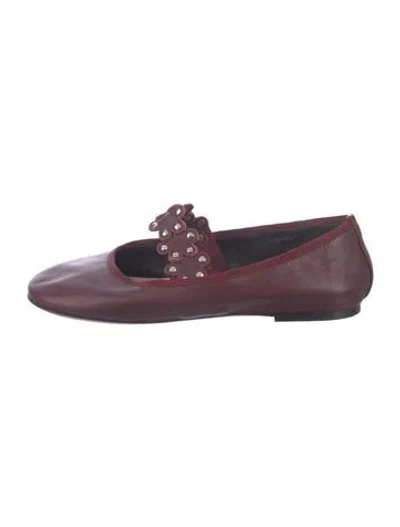 Pre-owned Red Valentino Leather Ballet Flats In Burgundy