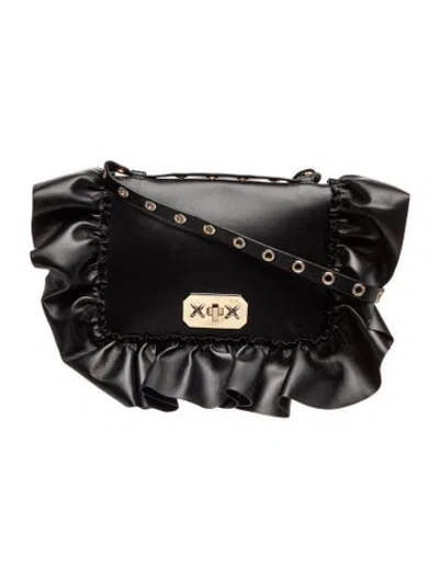 Pre-owned Red Valentino Leather Belt Bag Medium In Black
