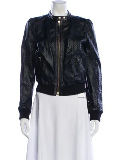 Pre-owned Red Valentino Leather Biker Jacket In Black
